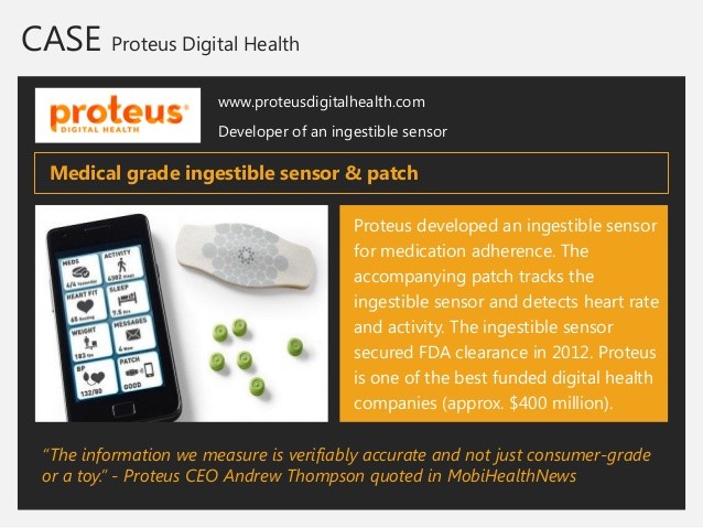 Ingestible sensors from Proteus.
