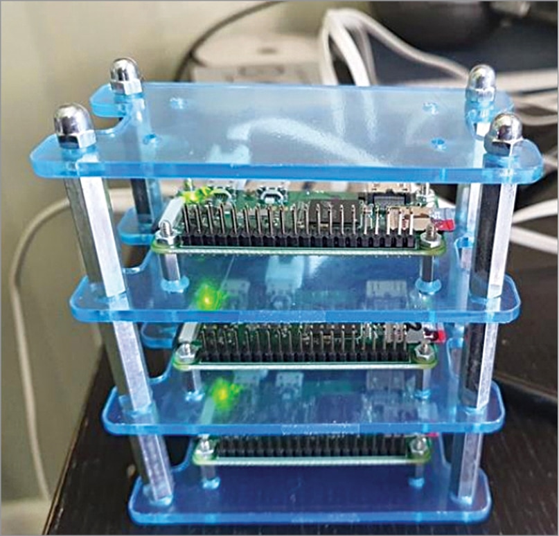 Rack-mounted Raspberry Pi Zero W multi-node solution made by the author